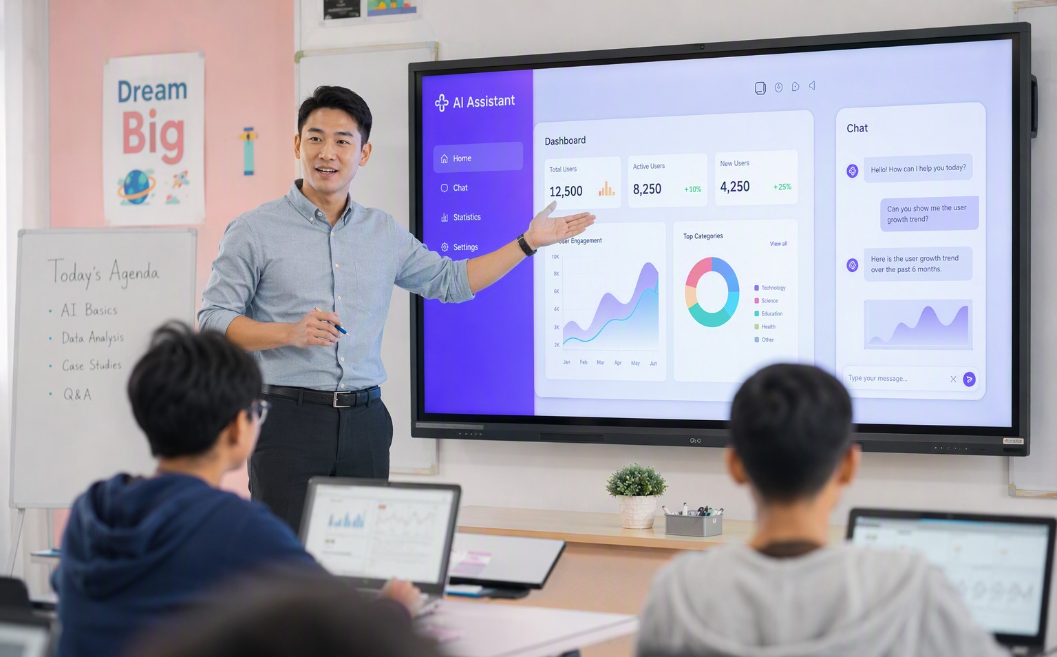 Teacher using AI tools in class